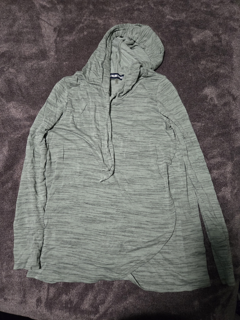 Heathered Sage Hooded Long-Sleeve Pullover Sweatshirt